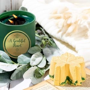 NEW Fragrant Jewels Grateful Heart Candle & Bath Bomb Gift Set RARE Ring Size 8